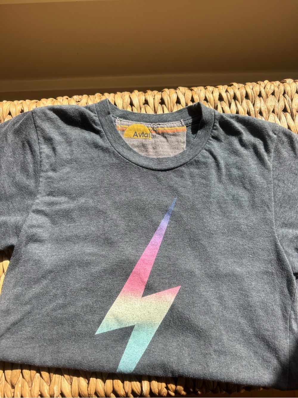 Aviator Nation Charcoal Tee with Pastel Lightning Bolt